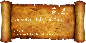Pankotai Lóránt névjegykártya